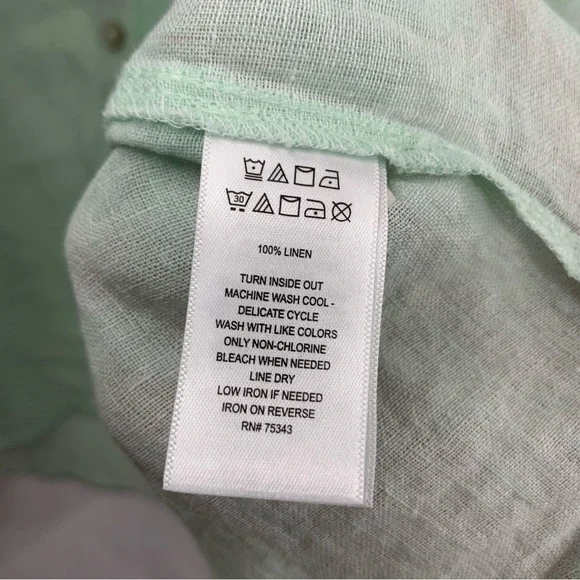 NWT Sigrid Olsen Mint Green Linen Button-Up Tunic, Size M - Picture 10 of 11